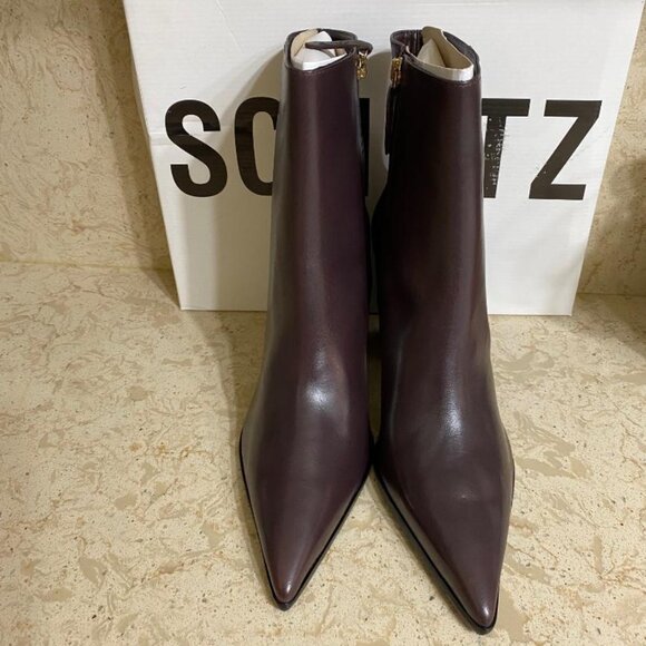 Schutz NIB Mikki Leather Block-Heel Booties (Orig.$235) w/tax (Size 10B) BROWN - Picture 3 of 6